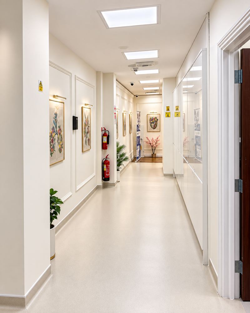 Clinical corridor at Tower Bridge Hospital