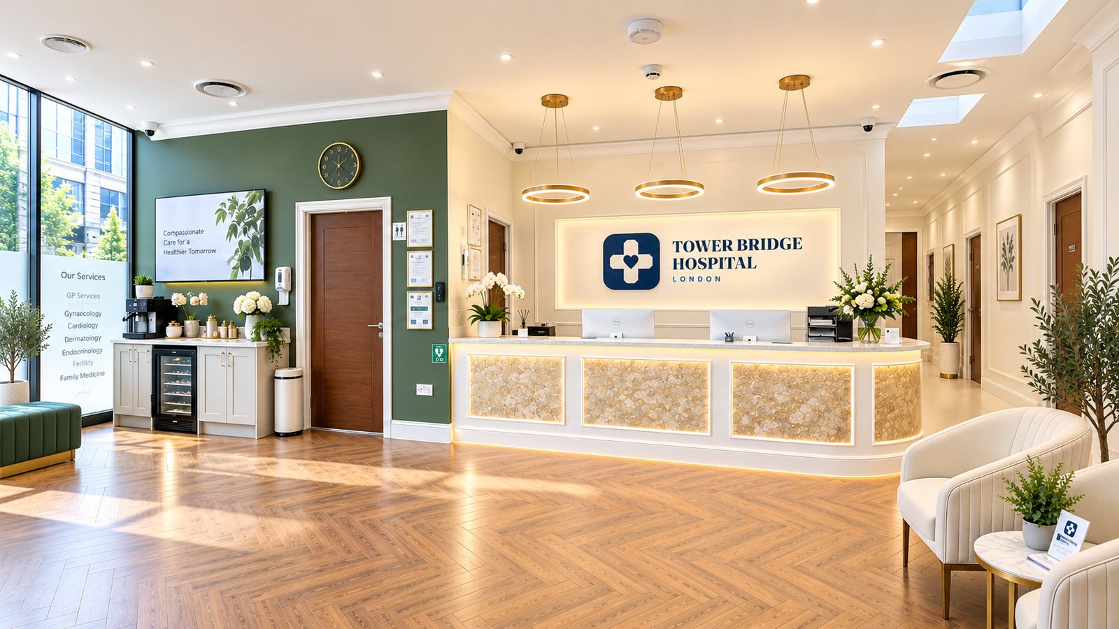 Reception at Tower Bridge Hospital, 97-99 Whitechapel Road, London