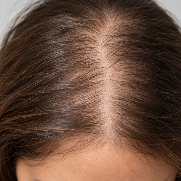 Thinning hair along the parting (illustrative image)