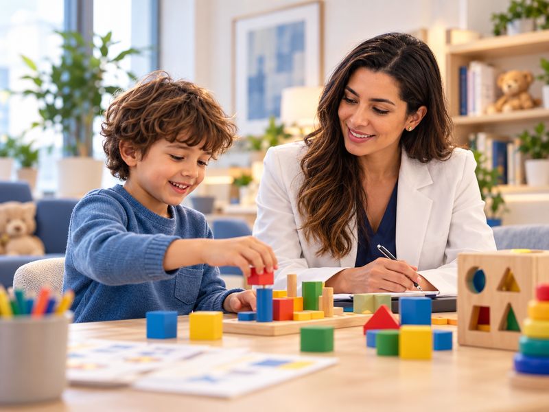 Child neurodevelopmental assessment through play at Tower Bridge Hospital (illustrative image)