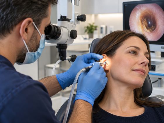 Ear examination and microsuction (illustrative image)
