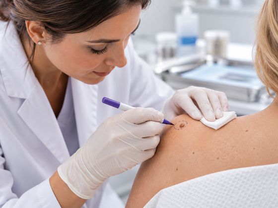 Mole being marked before removal (illustrative image)