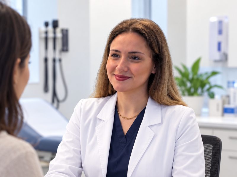 Gamze Güler, healthcare assistant, with a patient at Tower Bridge Hospital