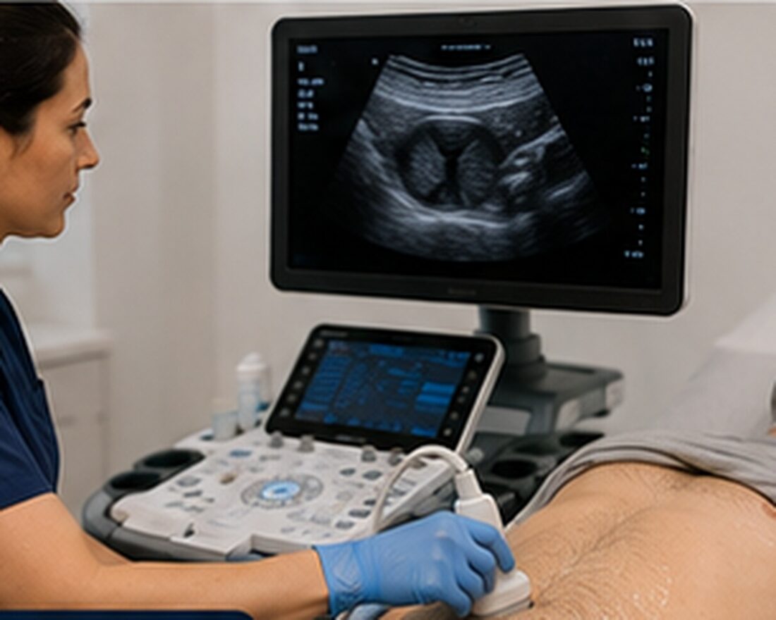 Male Pelvic Ultrasound Scan at Tower Bridge Hospital, Whitechapel, London